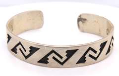 Vintage Sterling Silver American Indian Cuff Bangle