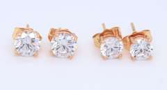 Lot of 2 Sterling Silver Cubic Zirconia Stud Earrings
