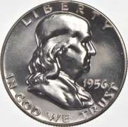 1956 Franklin Half Dollar - Type 1 - Hairlines - Detailed
