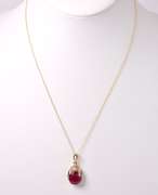 Beautiful 7.78CTS Oval Faceted Ruby & Diamond Pendant Necklace in 14K Yellow Gold Over Sterling Silv