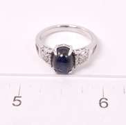 Lovely 3.29CTS Cabochon-Cut Star Sapphire & 0.11CTW Diamond Ring in Sterling Silver