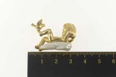 14K Yellow Gold Baroque Pearl Lounging Cherub Dove Pin/Brooch