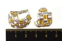 18K White Gold Roberto Coin Two Tone Knot Woven Clip Earrings