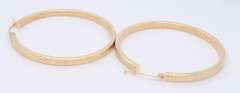 Beautiful Yellow Gold Diamond Cut Large Hoop Earrings