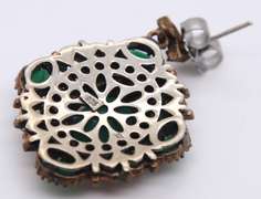 Stylish Green & White Dangle Earrings