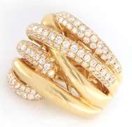 Majestic 18kt Yellow Gold Diamond Crossover Multi Row Ring