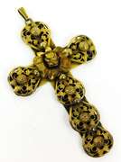 Ornate Vintage Large Brass Filigree Cross