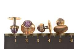 14K Yellow Gold Men's Natural Star Ruby Cabochon Tuxedo Shirt Studs