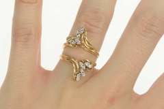 14K Yellow Gold 0.32 Ctw Diamond Retro Wedding Wrap Band Ring