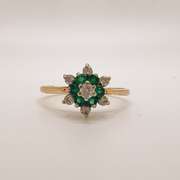14kt Gold, Emerald, & Diamond Cocktail Ring