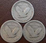 Lot Of 3 Standing Liberty Quarters, Circulated.