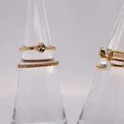 Spring Bunny Midi-Rings with Diamonds and Pearls 18k Gold Set of 4!