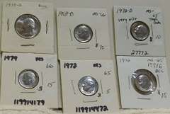 6 ea: GEM Unc Roos Dimes & Wash Qtr