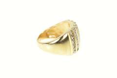 14K Yellow Gold 0.90 Ctw Diamond Striped Domed Statement Ring