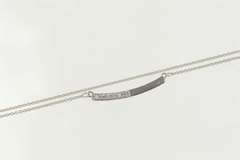 14K White Gold 0.15 Ctw Diamond Inset Curved Bar Chain Necklace