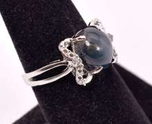 Dazzling 4.78CTS Star Sapphire and 0.10CTW Diamond Ring in Sterling Silver