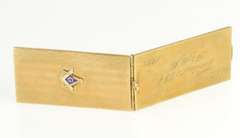 10K Yellow Gold Art Deco 47x26.7mm Masonic Enamel Card Case Pendant