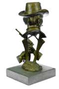 Gun Revolver Wyatt Earp Western Bronze Statue