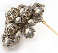 Antique Sterling Silver Rose Cut Diamond Brooch