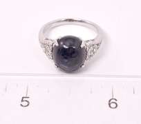 Spectacular 7.32CTS Cabochon-Cut Star Sapphire & 0.08CTW Diamond Ring in Sterling Silver