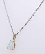 Stunning White Gold Pear opal Pendant on Chain