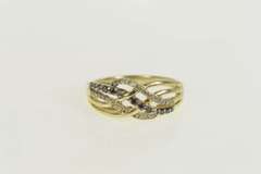 10K Yellow Gold White & Black Diamond Wavy Statement Band Ring