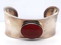 Sterling Silver Mexico Coral Cuff Bracelet