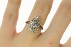 14K White Gold Classic Statement Cluster Flashy Cocktail Ring