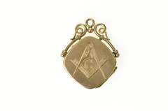 14K Yellow Gold Masonic Symbol Photo Picture Locket Pendant