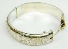Vintage Wide English Sterling Bangle Bracelet