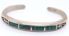 Vintage Sterling Silver Malachite Cuff Bangle