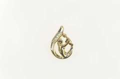 10K Yellow Gold Baguette Diamond Mother's Day Mom Love Pendant
