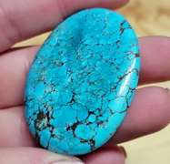 Striking well marbled 61.5ct Turquoise cabochon