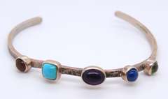 Lot of 2 Vintage Sterling Silver Gemstone Cuff Bangles