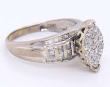 Majestic White Gold PC, RN, Bagu and Marq Diamond Cluster Ring