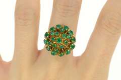 14K Yellow Gold 1960's Green Chrysoprase Retro Cocktail Ring