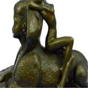 French Nude Nymph Resting on Sphinx Bronze Sculpture