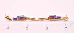 Mosaic Inlay 14KT Yellow Gold Earrings