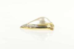 18K Yellow Gold 0.50 Ctw Pear Pearl Pave Diamond Drop Pendant