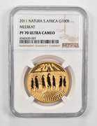 PF70 UCAM 2011 South Africa Gold 100 Rand 1 Oz .999 Gold Meerkat NGC