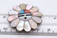 Vintage Sterling Silver American Indian Brooch Pendant