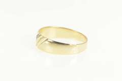 14K Yellow Gold Diamond Grooved Striped Men's Wedding Band Ring