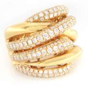 Majestic 18kt Yellow Gold Diamond Crossover Multi Row Ring