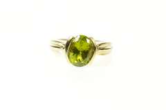 10K Yellow Gold Ornate Oval Peridot Classic Statement Ring