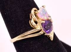 Lovely Opal & Amethyst Ring in Gold
