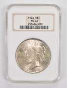 MS64 1923 Peace Silver Dollar - Graded NGC