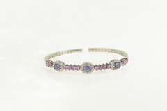 18K White Gold 3.80 Ctw Iolite Diamond Halo Pink Topaz Bracelet