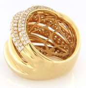 Majestic 18kt Yellow Gold Diamond Crossover Multi Row Ring