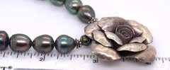 Vintage Sterling Silver Pendant w Pearl Beads Necklace