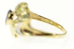 10K Yellow Gold Oval Sapphire Lime Quartz Statement Bypass Ring